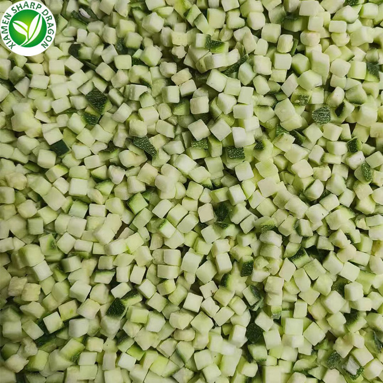 Wholesale IQF Frozen Zucchini Green shredded Zucchini Summer long neck Squash Slice Courgette Freezable Chunk Diced Block Cubes