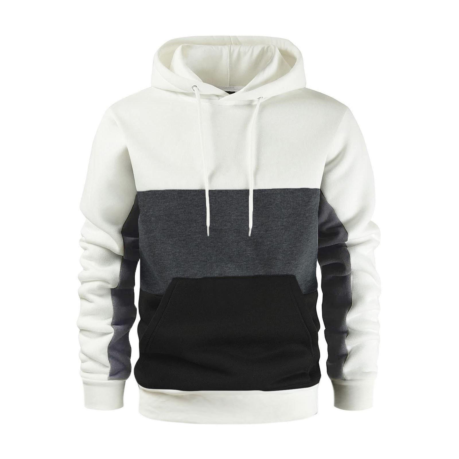 2023 Hot Sale Men's Fashion Hoodies Men's Novelty Color Block Pullover Hoodie Long Sleeve Casual Sweatshirt Men Hoodies