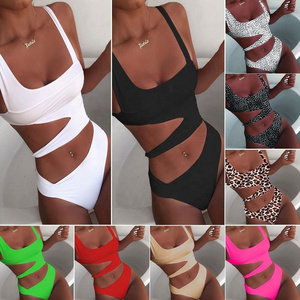 Wholesale sexy bikini one piece mujeres en bikini transparente  beach wear women swimwear