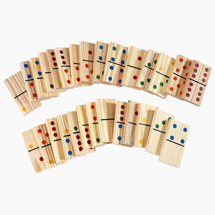 CUSTOMISABLE Classic Small Wooden Dominoes Game Set of 28 Double Six Tiles with Storage Box Handmade Block Games