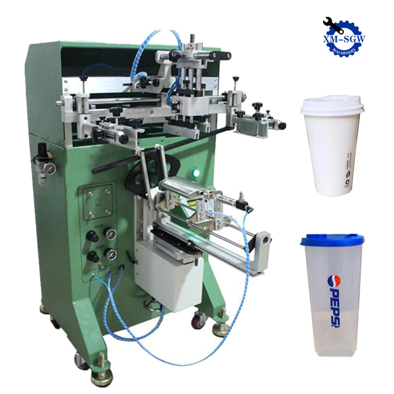 Manual Cylindrical Round Cup Silk Printer Pen Mug Bottle Rotate Screen Printing Machine