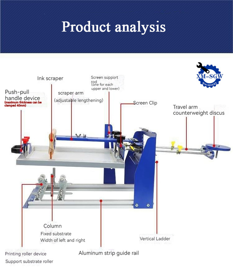 Manual Cylinder Screen Printing Machine Cylinder Silk Screen Printing Machine for Pen/Cup/Mug/Bottle with 10in Squeegee