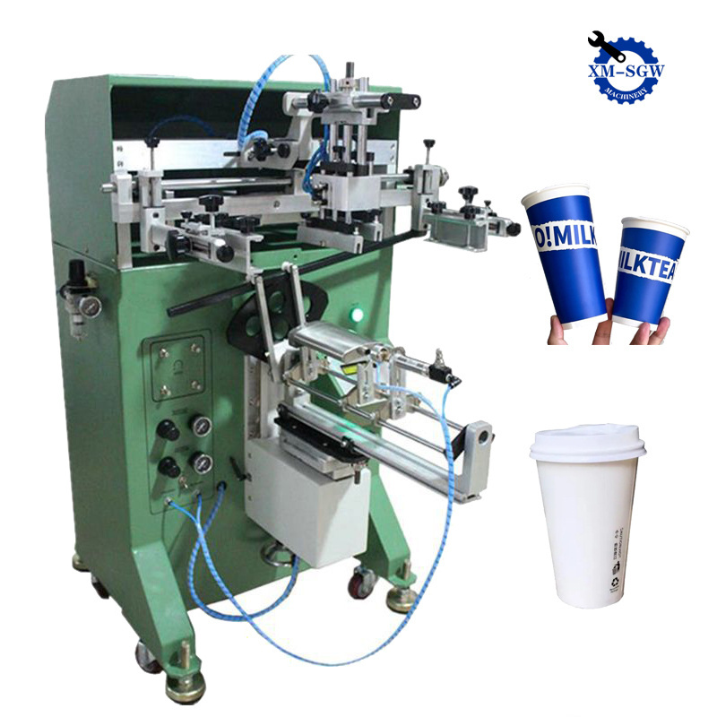 Manual Cylindrical Round Cup Silk Printer Pen Mug Bottle Rotate Screen Printing Machine