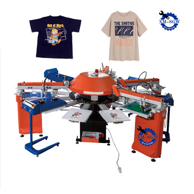 Best Price 8 Color Station Silk Screening Screenprint Press Diy T- Shirt Printer Rotate Screen Printing Machine