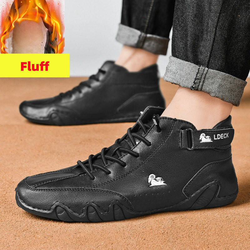 Autumn Winter Trendy Big Size 49 Fleece Lining Men's High-top Snow Boots Large Size 46 Warm Fur Casual Shoes For Men