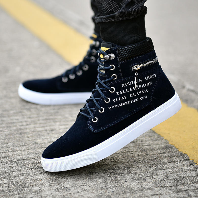 Autumn Winter Trendy Korean High-top Suede Men's Canvas Shoes Big Size 38-48 15 Zapatillas All-match Men's Casual Ankle Boots