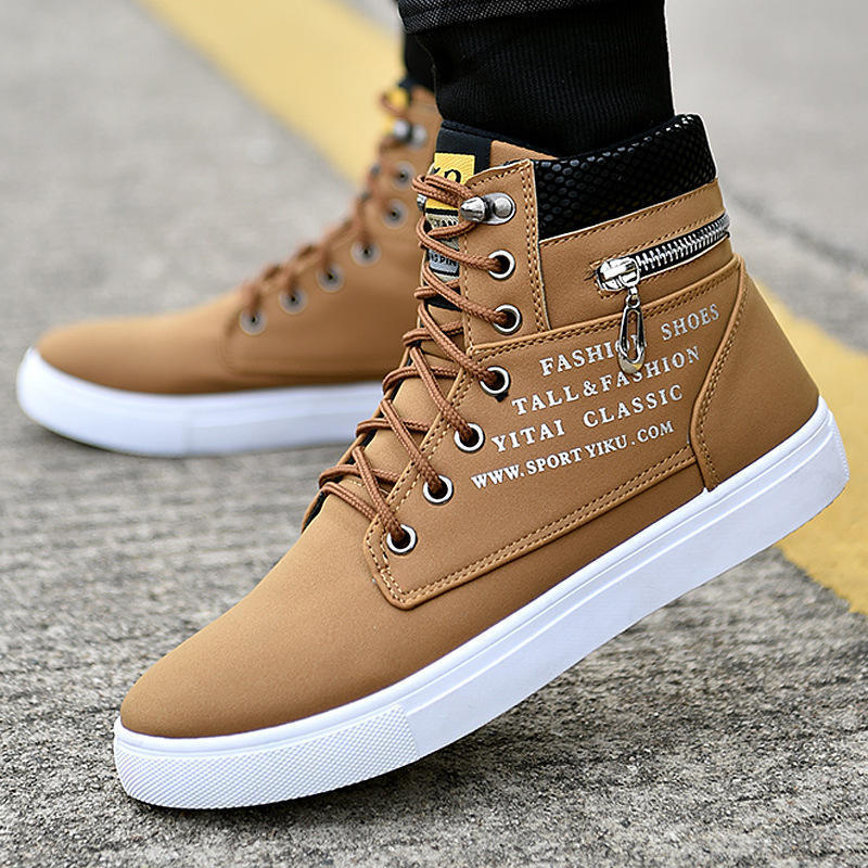 Autumn Winter Trendy Korean High-top Suede Men's Canvas Shoes Big Size 38-48 15 Zapatillas All-match Men's Casual Ankle Boots