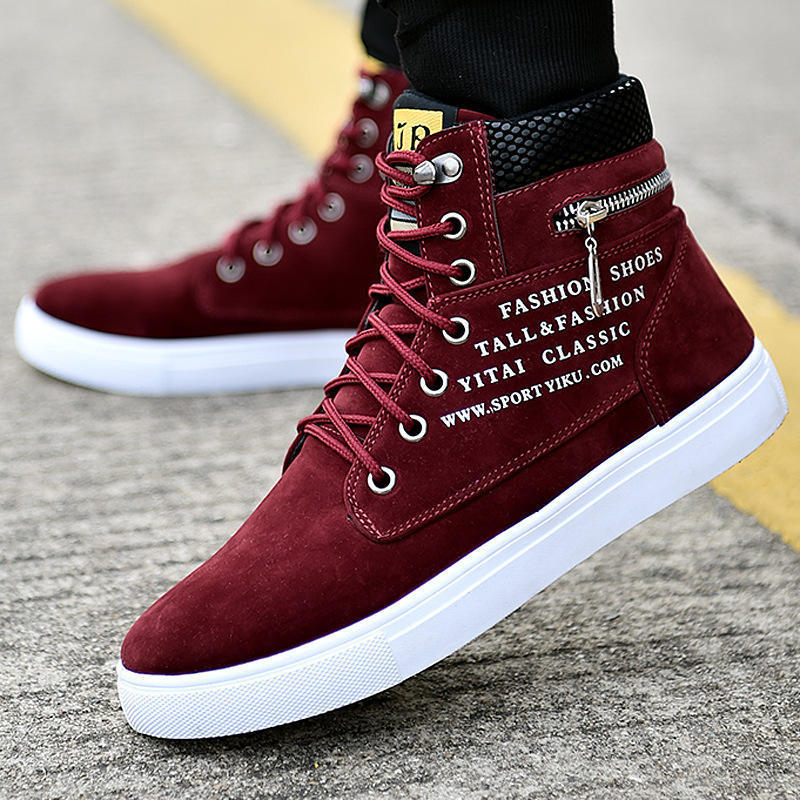 Autumn Winter Trendy Korean High-top Suede Men's Canvas Shoes Big Size 38-48 15 Zapatillas All-match Men's Casual Ankle Boots