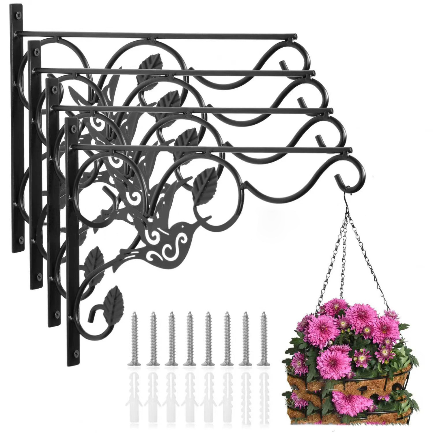 Metal Hanging Hook Plants Brackets,Wall Mount Bracket Durable Plant Hanger Hook for Hanging Plants Flower Basket