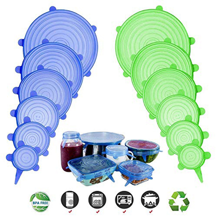 Reusable Heat Resistant Expandable Silicone Stretch Cover Lids For Keep Food Fresh and Tea Cups