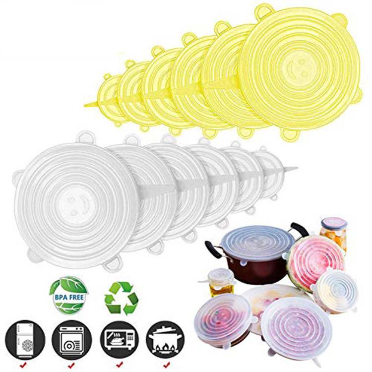 Reusable Heat Resistant Expandable Silicone Stretch Cover Lids For Keep Food Fresh and Tea Cups