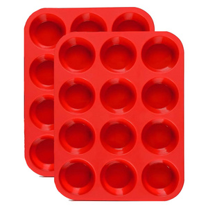 Oem Odm Non-Stick Muffin Pan 12 Cups Oven Safe Homemade Food Grade Bpa Free Bread Silicone Pizza Baking Molds