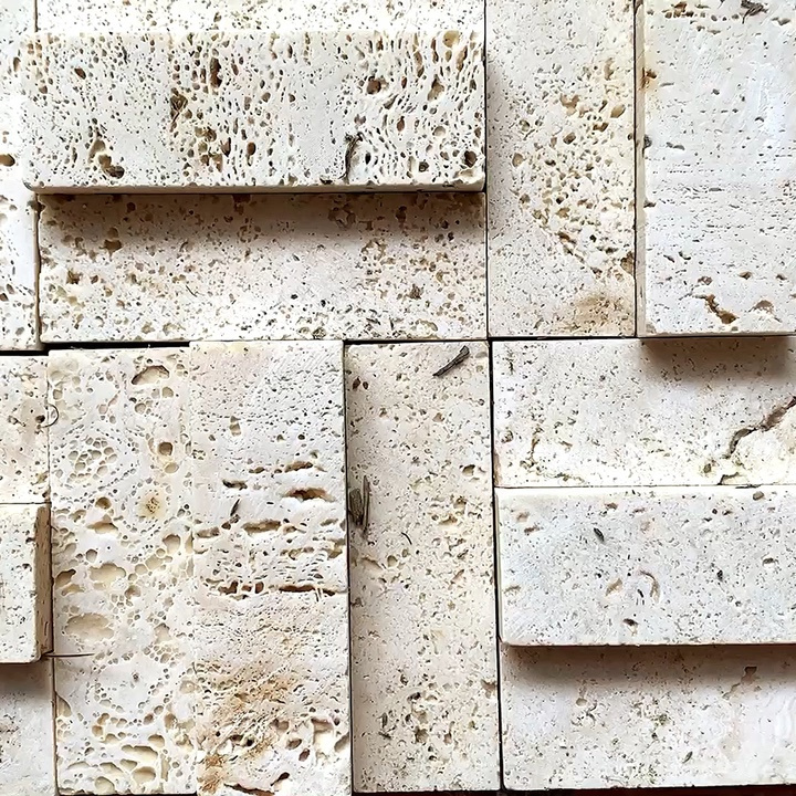 Factory direct Beige Travertine Mosaic Wall Stone Mosaic Tiles for For Kitchen