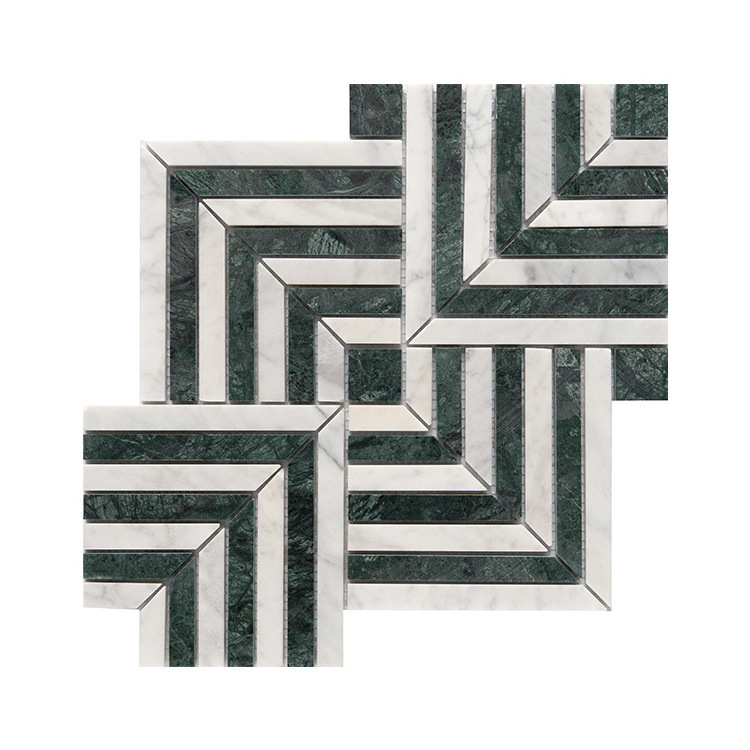 Black And White Marble Mosaic Tile Natural Stone Backsplash Polished Floor and Wall Tile Mosaics