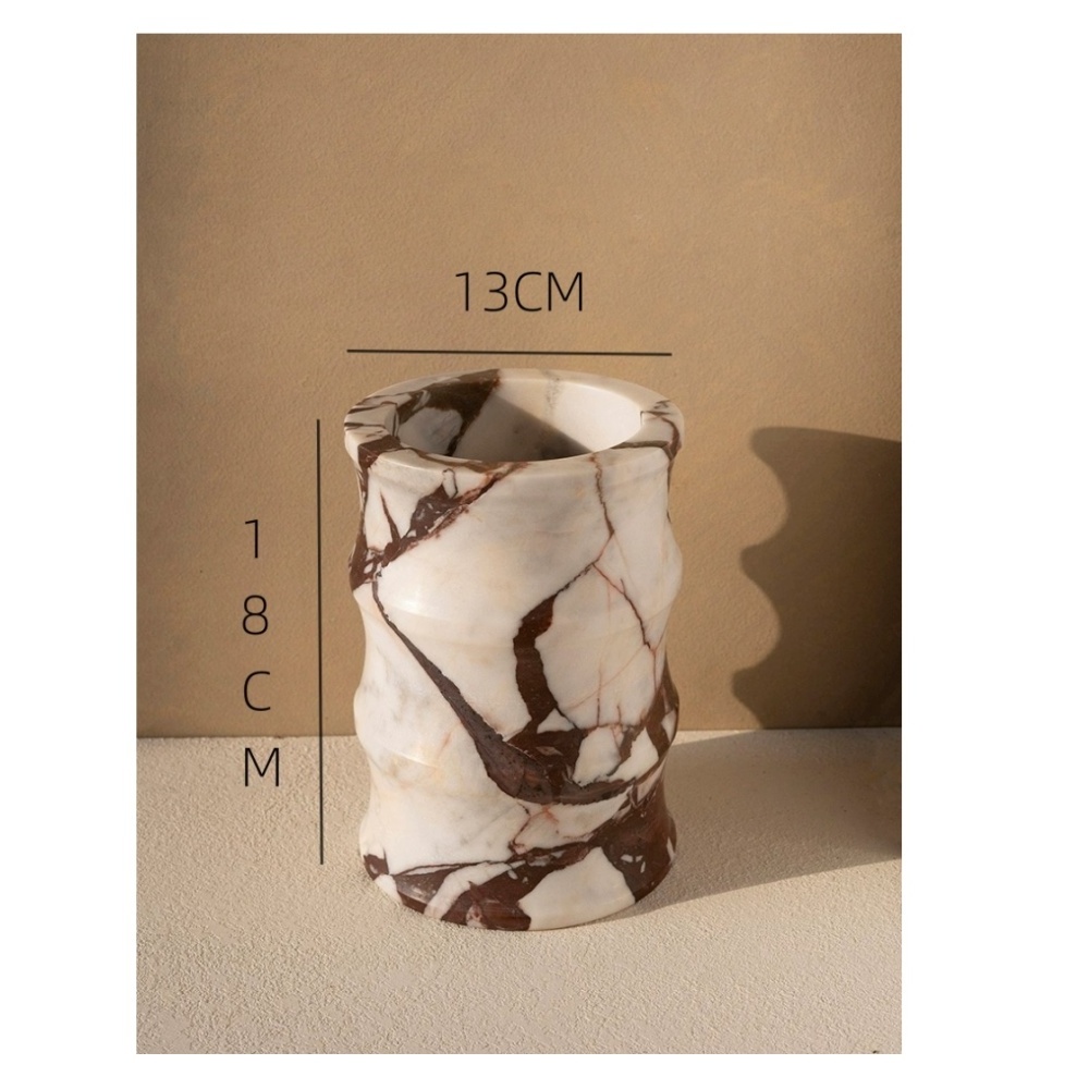 Italian romantic natural marble ice bucket designer villa model room large apartment porch living room creative marble vase