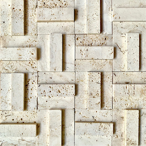 Factory direct Beige Travertine Mosaic Wall Stone Mosaic Tiles for For Kitchen