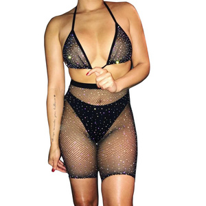 Stripper Outfits Rhinestones Exotic Dancewear  Wholesale Sexy Clothes Lingerie Exotic See through Panties Dress Night Sexy