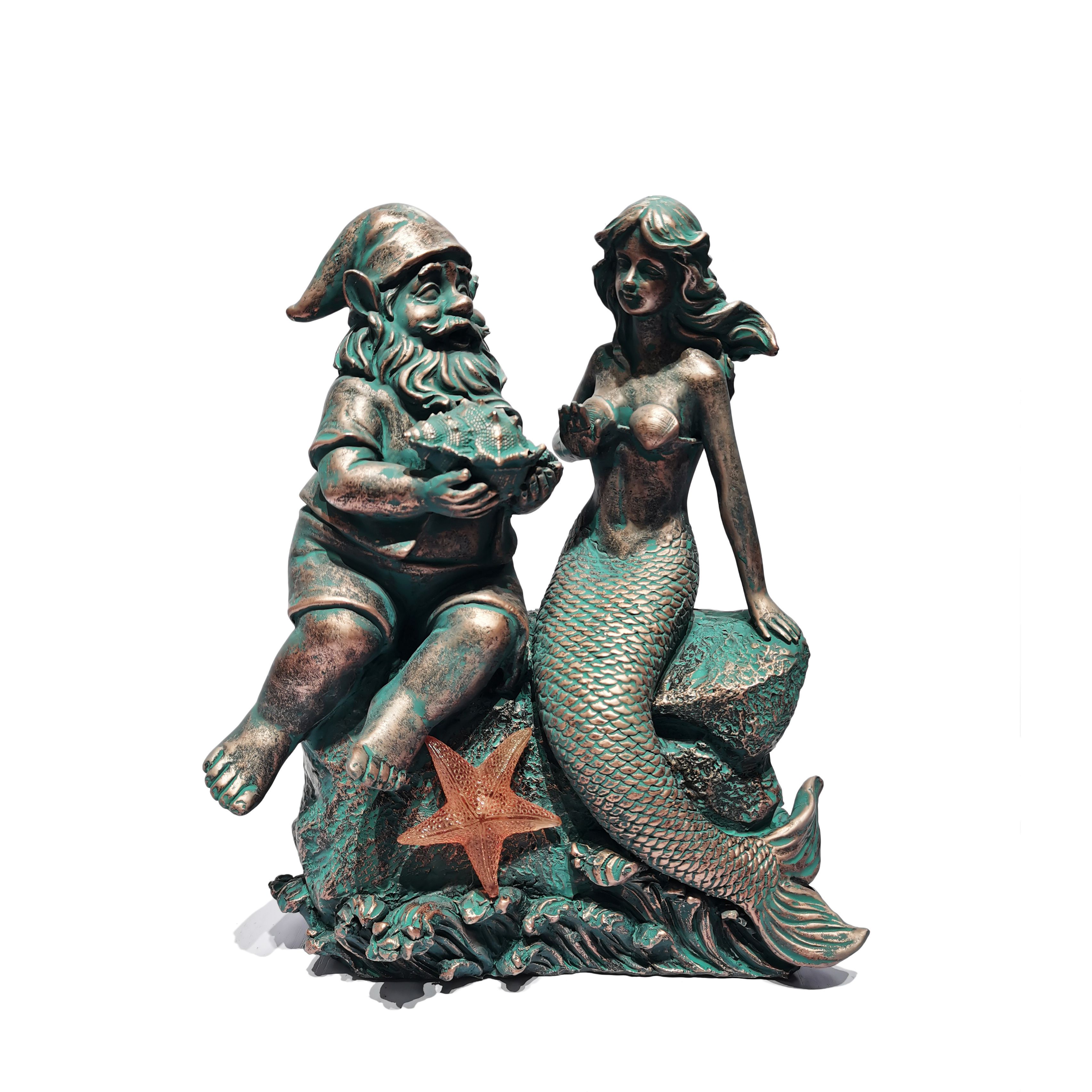 Ocean decor resin sculpture  polyresin bronze mermaid and Fisherman statues and figurines