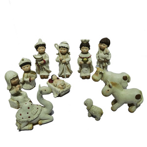 Religious Holy Family  Resin Cute Children  Cartoon Christmas Crib 11 Nativity Sets Figurines for Yard