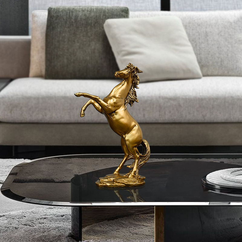 Polyresin Arts handmade Gold Finished Bronze Horse Statue for indoor table home decor