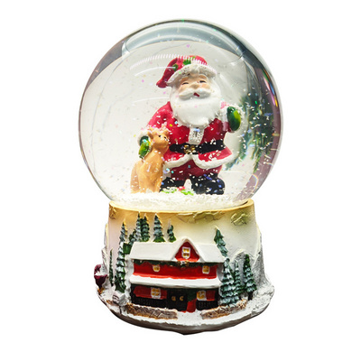 Custom Water Globe Musical Santa with Animal Snow Globe for Christmas Holiday Decoration