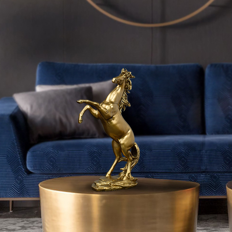 Polyresin Arts handmade Gold Finished Bronze Horse Statue for indoor table home decor