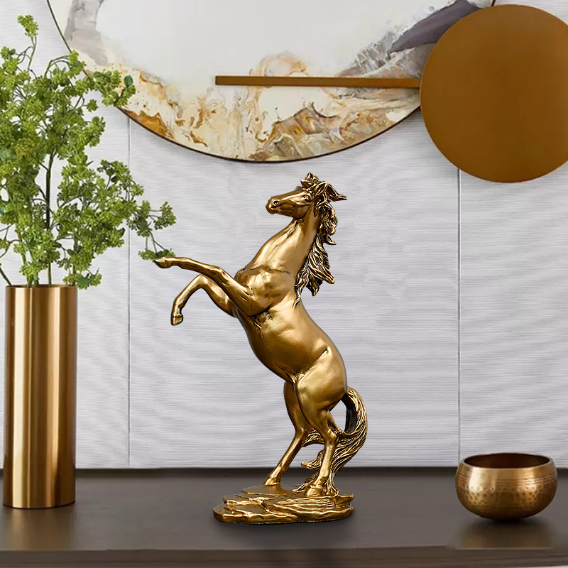 Polyresin Arts handmade Gold Finished Bronze Horse Statue for indoor table home decor