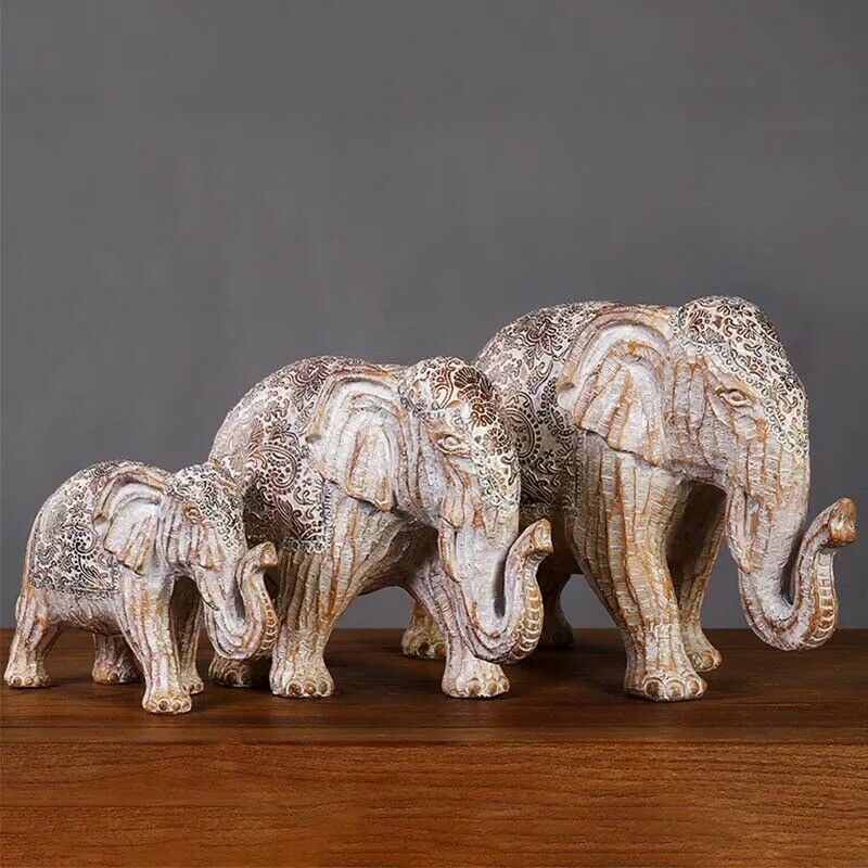 Creative Home Decoration Accessory Simple Resin Elephant Ornament Miniature Figurine Gift for Living Room Desktop Decor