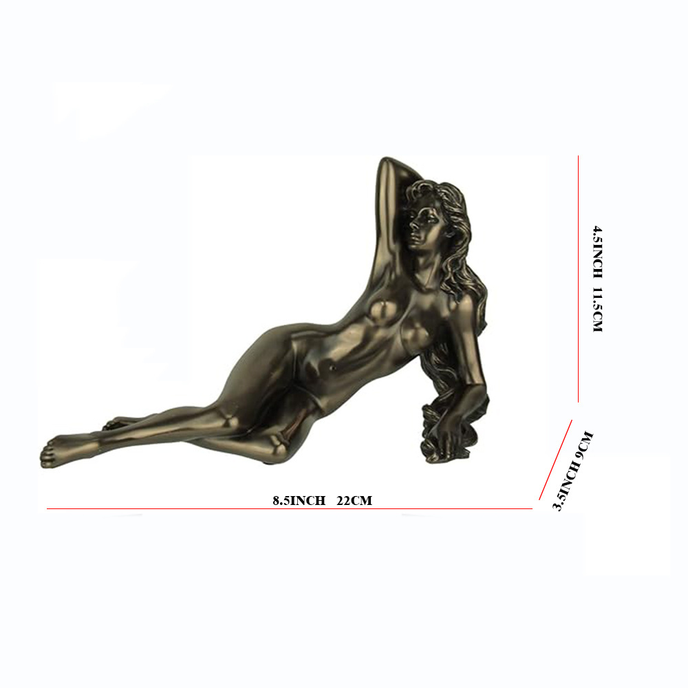 Art sculpture custom resin craft sexy beautiful bronze nude woman