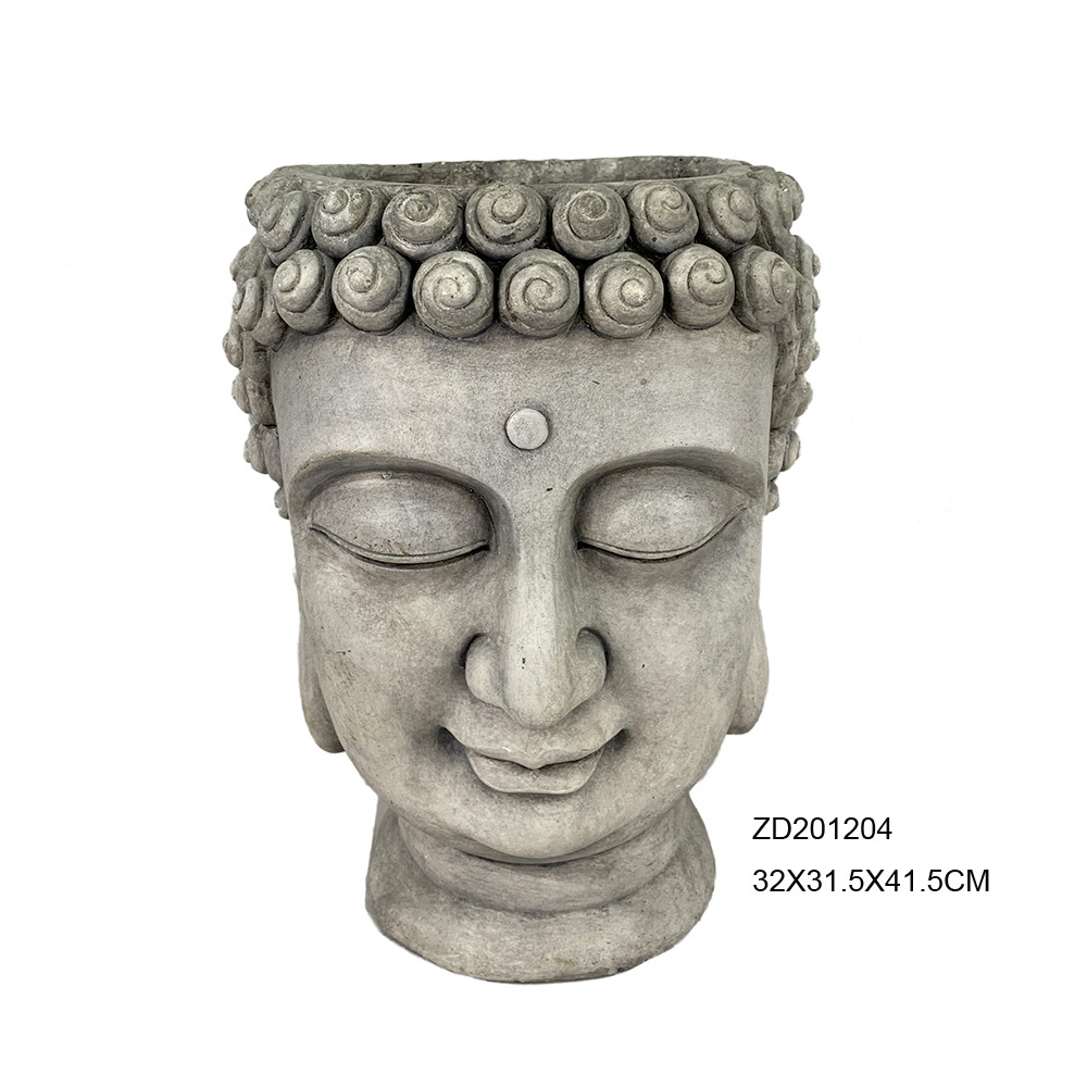 Resin Planter Pot Polystone Animal Statue Large Zen Buddha Head for Outdoor Garden Decoration