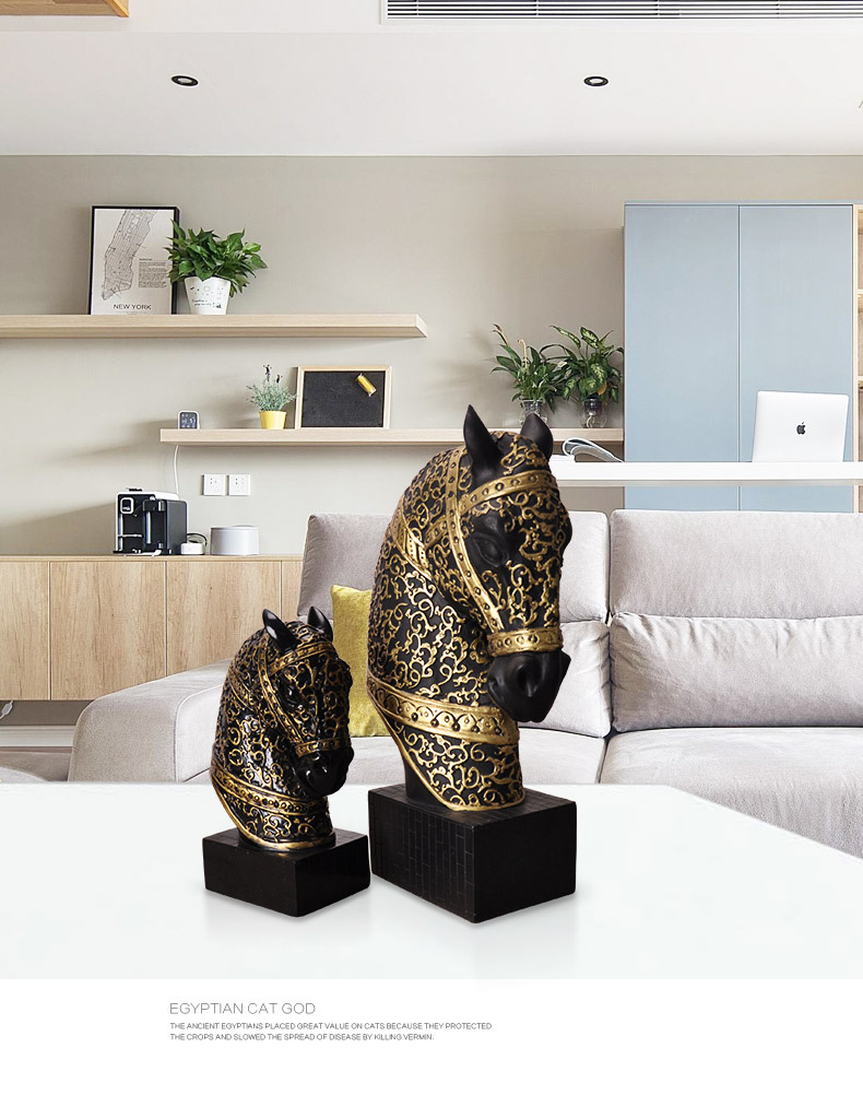 Horse Head Crafts Resin Horse Statue with Texture Design Simple Living Room Home Decoration Furnishings Fashion