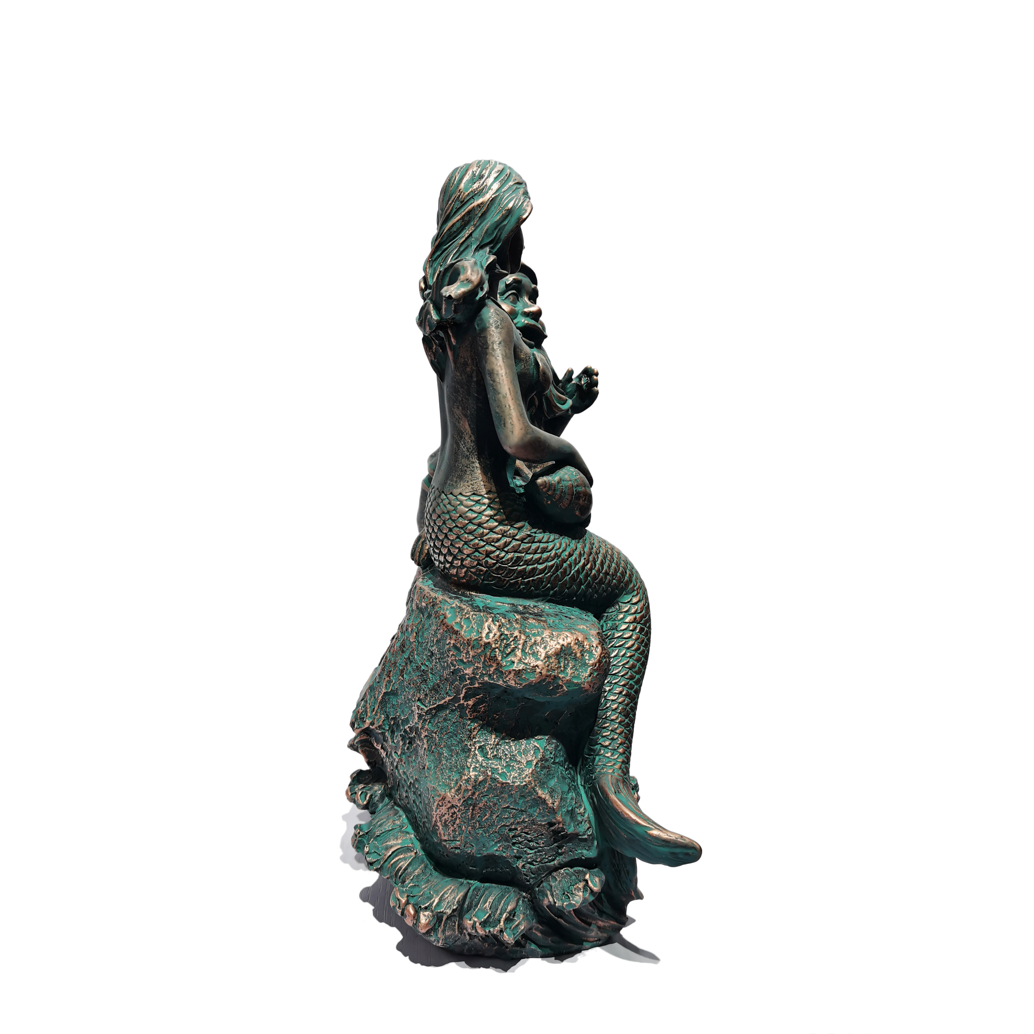 Ocean decor resin sculpture  polyresin bronze mermaid and Fisherman statues and figurines