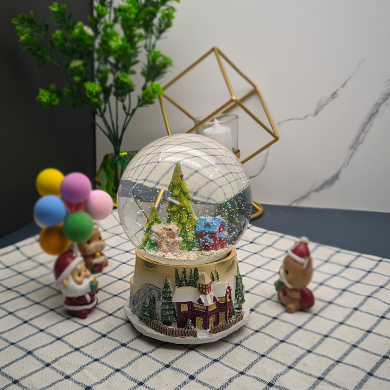 Custom Water Globe Musical Santa with Animal Snow Globe for Christmas Holiday Decoration