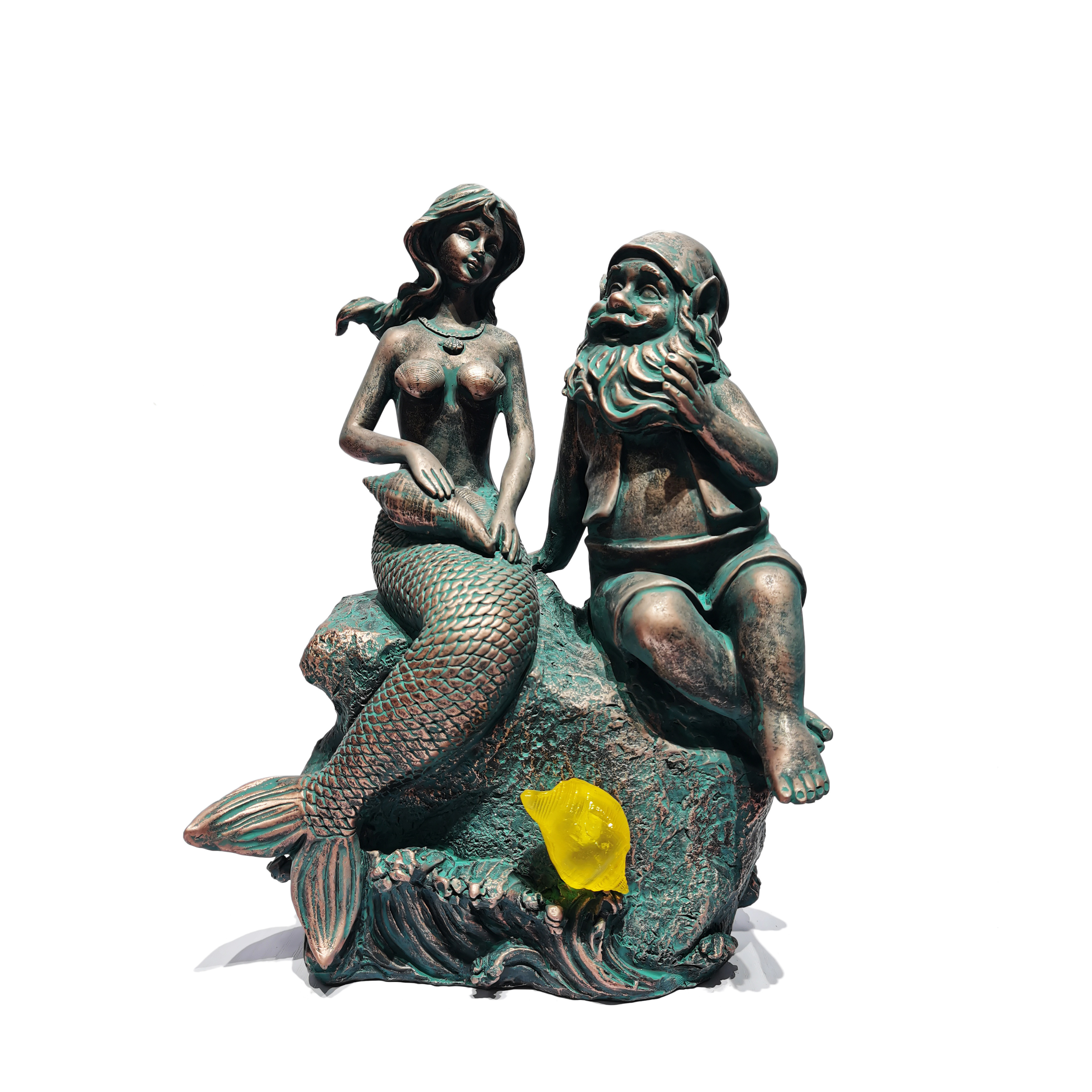 Ocean decor resin sculpture  polyresin bronze mermaid and Fisherman statues and figurines