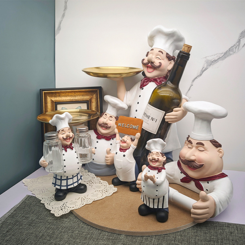 Home Decoration Miniature Model Customized Funny Kitchen Chef Sets Figurine Statues