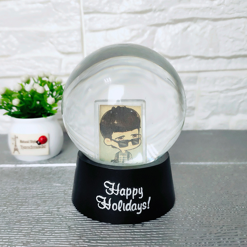 Personalized Crystal Ball OEM Resin Crafts Glass Glitter Snow Globe with Photo Insert