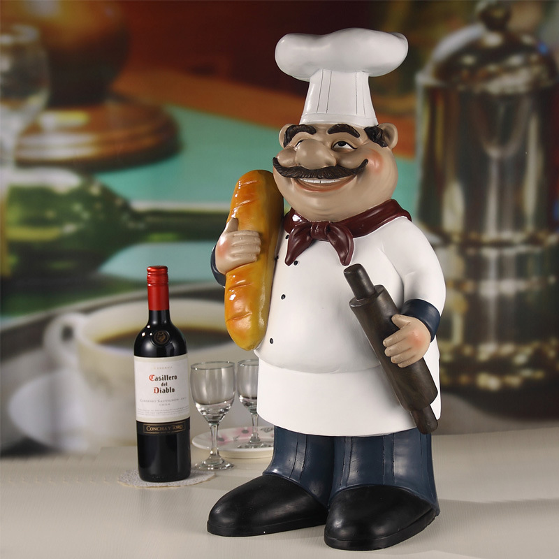 23inch Large Size Resin Bakery Chef Statue Fat Baker Statue