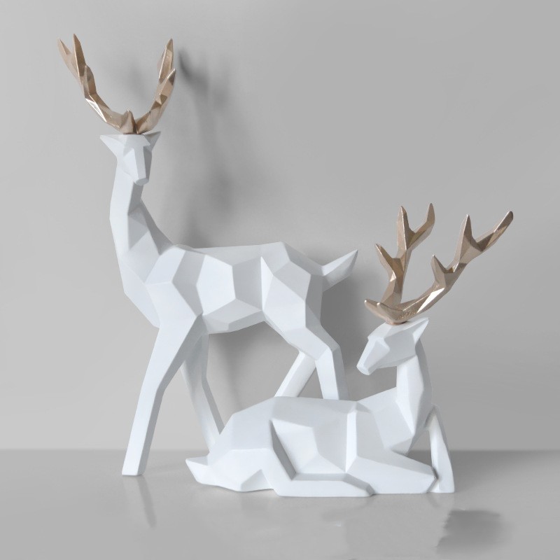 Geometric Sculpture Outdoor Fiberglass Geometric Deer Giraffe Statue