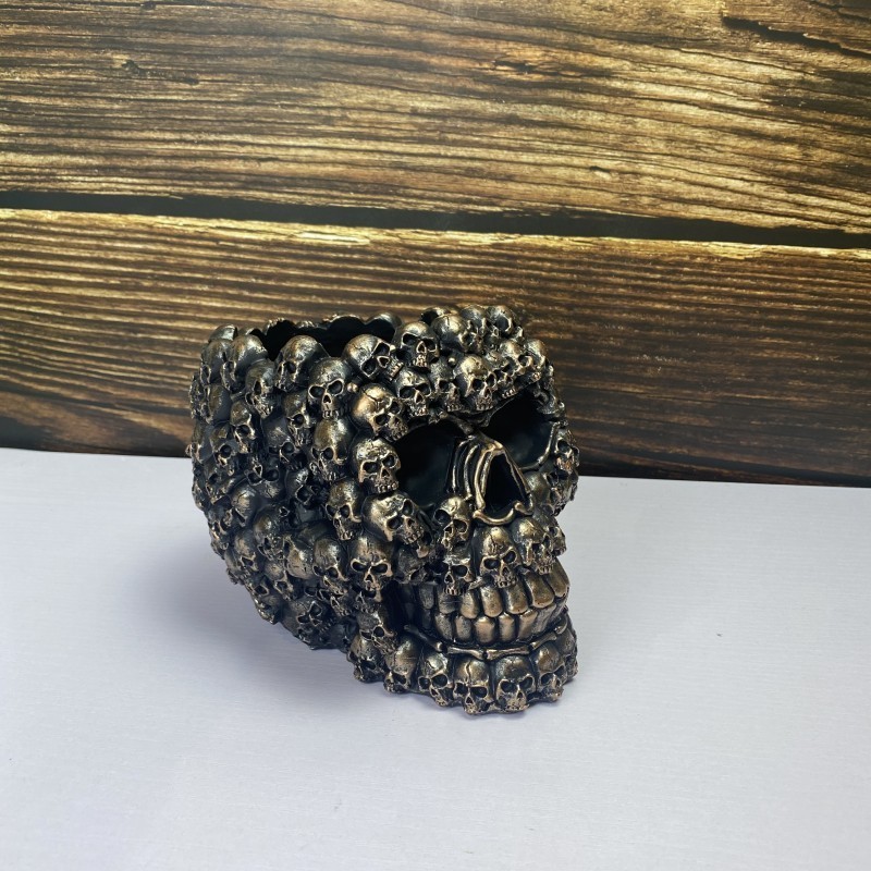 High Quality Resin Halloween Gothic Spooky Decoration Skeleton Skulls Candle Holder Plant Pot