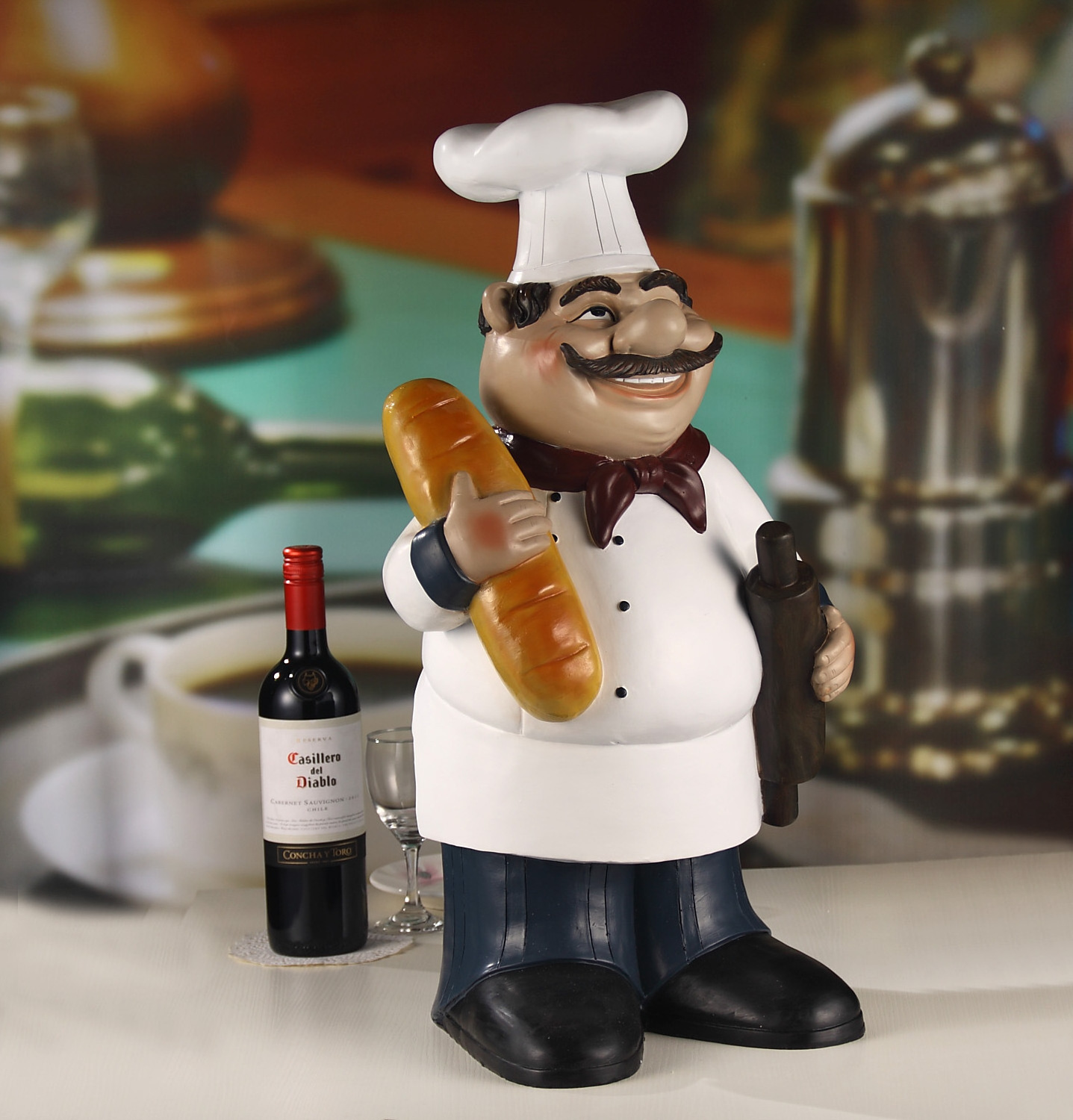 23inch Large Size Resin Bakery Chef Statue Fat Baker Statue