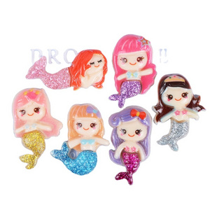 Resin glitter mermaid drop glue accessories hair accessories DIY Slime filler material flat Back Resin Charms Product