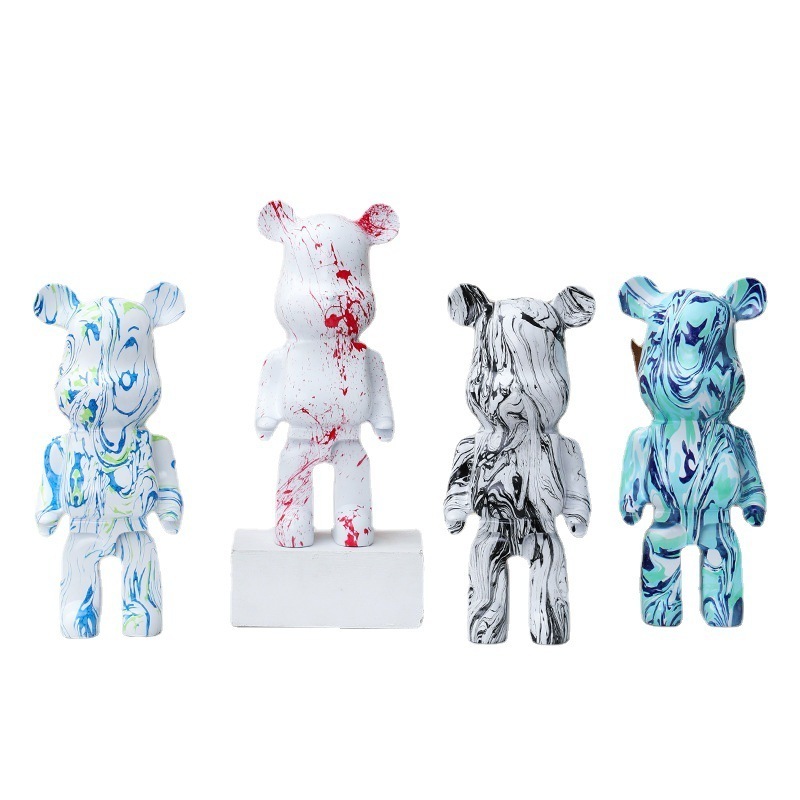 Multicolor 400% 28 cm Modern Art Cartoon Resin Bear Brick Statue Model Bearbrick Fiberglass Kaw Sculpture