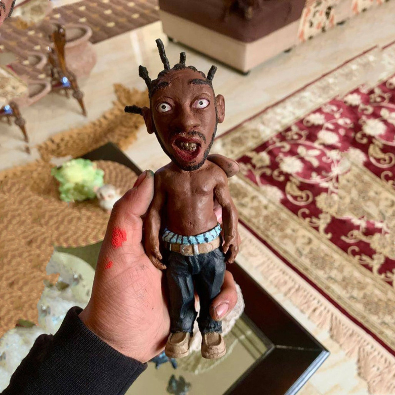 New Rapper Figurines Ornaments Handmade Resin Rap Music Star Sculpture Home Office Desktop Statue