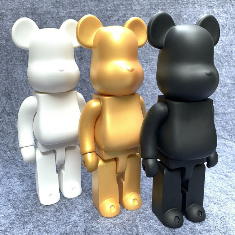 Wholesale customized  kaw white black gold solid color DIY bearbrick small sculpture statues