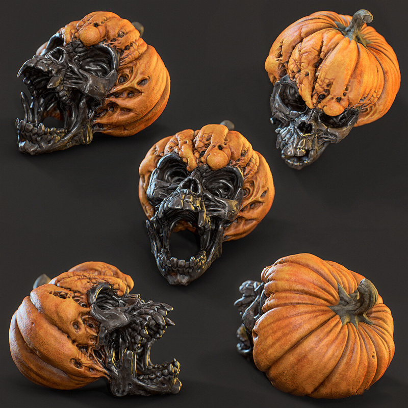 Halloween Pumpkin Decorations Outdoor Scene Arrangement Garden Resin Crafts Scary Funny Ornaments