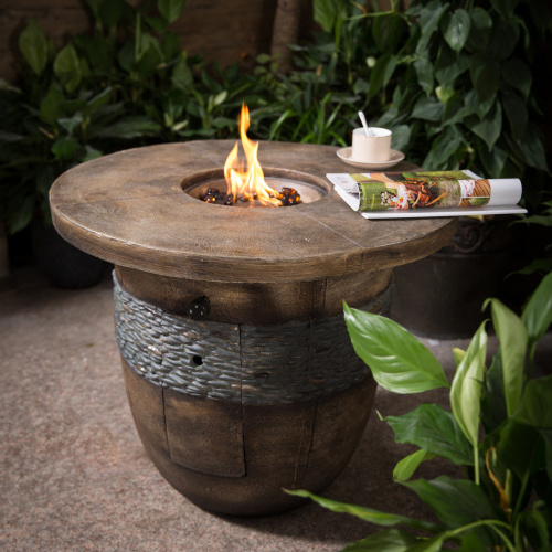 Customized Round Propane Gas Fire Pit Table GRC Stone Look Outdoor Fire pit gas burner