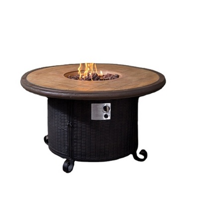 Customized Round Propane Gas Fire Pit Table GRC Stone Look Outdoor Fire pit gas burner