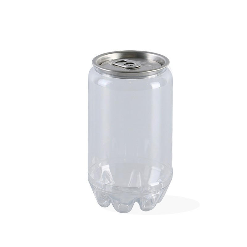 Disposable 250ml 330ml 500ml PET Can With Easy Open Lid Transparent Soda Beer Pop Can