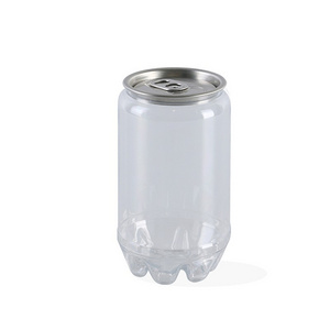 Disposable 250ml 330ml 500ml PET Can With Easy Open Lid Transparent Soda Beer Pop Can