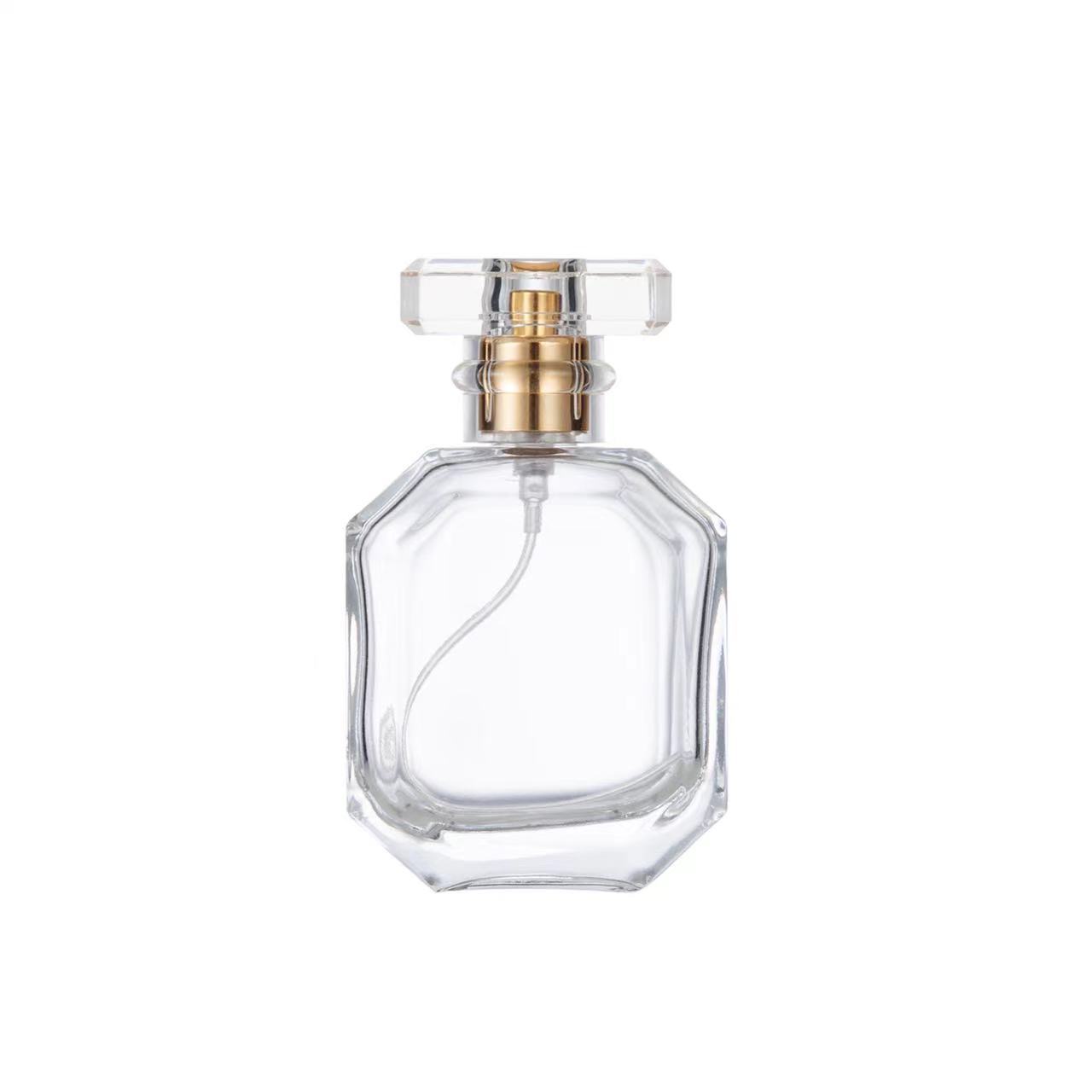 Empty PERDUME 30ml 50ml 100ml Square Luxurious Perfume  Glass Bottle Spray Top With Cap